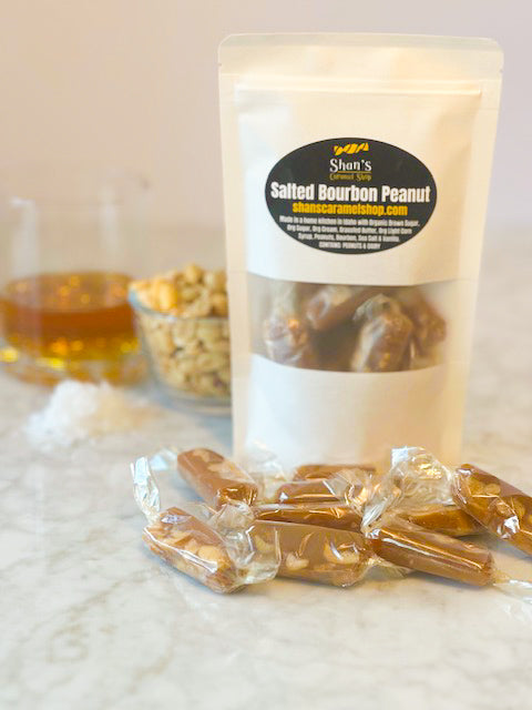 Salted Bourbon Peanut Caramels